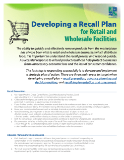 Developing a Recall Plan for Retail and Wholesale Facilities
