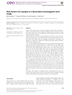 Risk factors for myopia in a discordant monozygotic twin study