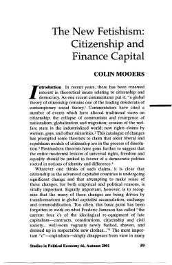 The New Fetishism: Citizenship and Finance Capital