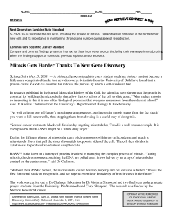 Mitosis Gets Harder Thanks To New Gene Discovery