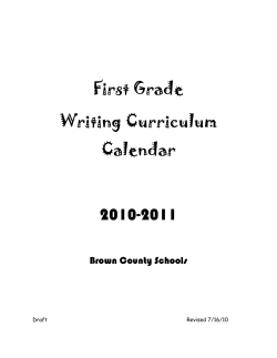 First Grade Writing Curriculum Calendar