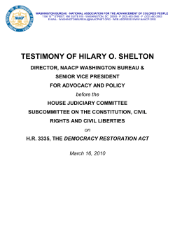 testimony of hilary o. shelton