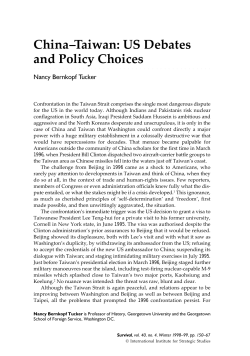 China–Taiwan: US Debates and Policy Choices