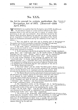 Navigation Act Amendment Act of 1873 No 25a