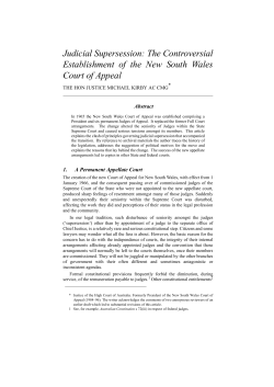 Judicial Supersession: The Controversial Establishment of the New