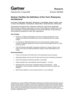 Gartner Clarifies the Definition of the Term `Enterprise Architecture`