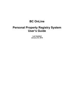 BC OnLine Personal Property Registry System User`s Guide