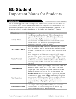 Bb Student Important Notes for Students How to