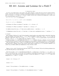 Axioms for a Field - University of Southern California