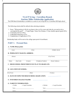 NAACP Irving &ndash; Carrollton Branch Jearlene Miller Scholarship