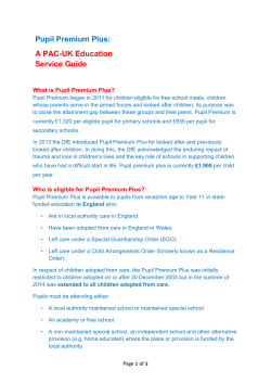 Pupil Premium Plus: A PAC-UK Education Service Guide
