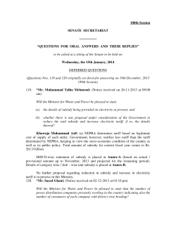 100th Session SENATE SECRETARIAT &mdash;&mdash;&mdash;&mdash;&mdash; &ldquo;QUESTIONS
