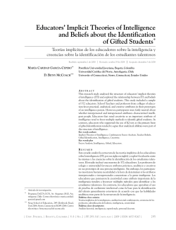 Educators` Implicit Theories of Intelligence and