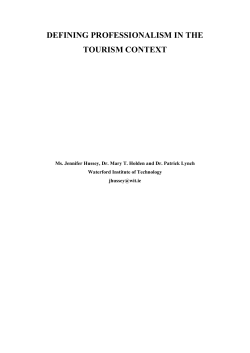 defining professionalism in the tourism context