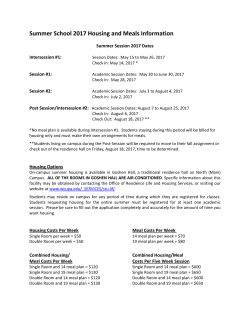 Summer School 2017 Housing and Meals Information