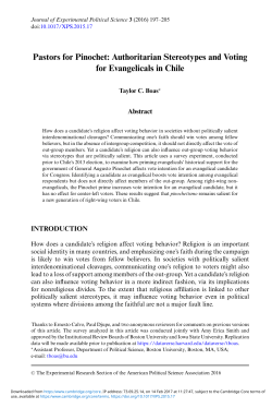 Pastors for Pinochet: Authoritarian Stereotypes and