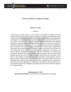 Policy Durability and Agency Design David E
