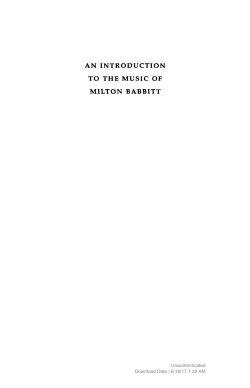 an introduction to the music of milton babbitt