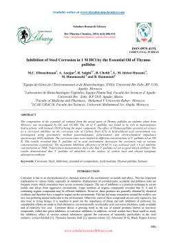 Inhibition of Steel Corrosion in 1 M HCl by the Essential Oil of