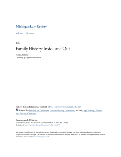 Family History: Inside and Out - University of Michigan Law School