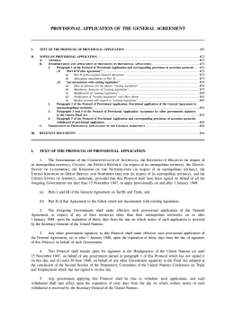provisional application of the general agreement