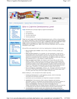 Handout 1: What is Cognitive Developmental Level?