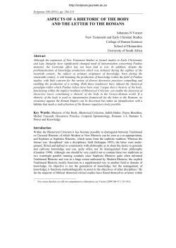aspects of a rhetoric of the body and the letter to the romans