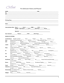 Pre-Admission History and Physical