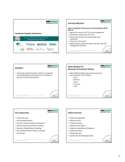 Functional Capacity Evaluations Learning Objectives Definition