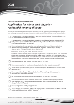 Application checklist form 2 - residential tenancy matters