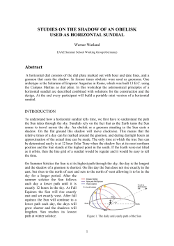 STUDIES ON THE SHADOW OF AN OBELISK USED AS