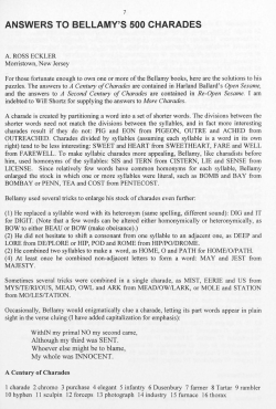 Answers To Bellamy`s 500 Charades