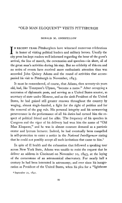 "OLDMANELOQUENT" VISITS PITTSBURGH in short, all of
