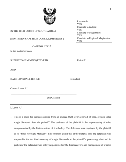 IN THE HIGH COURT OF SOUTH AFRICA [NORTHERN CAPE