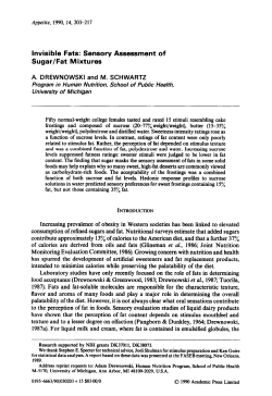 Invisible Fats: Sensory Assessment of Sugar/Fat Mixtures