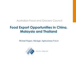 Food Export Opportunities in China, Malaysia and Thailand