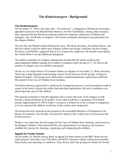 The Kindertransport - Birmingham Holocaust Education Center
