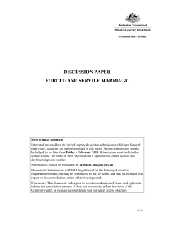 Discussion paper for Public Release