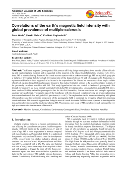 Correlations of the earth`s magnetic field intensity with global