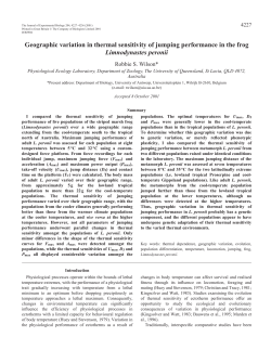 Geographic variation in thermal sensitivity of frog jumping