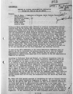 Meeting on Cultural Reconstruction Corporation on May 22