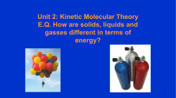 Unit 2: Kinetic Molecular Theory E.Q. How are solids, liquids and