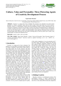 Culture, Value and Personality: Three Flowering Agents of Creativity