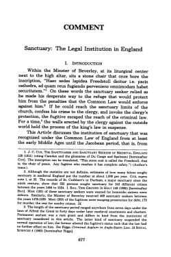 Sanctuary: The Legal Institution in England