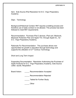 Item: Sole Source iPad Resolution for D.C. Virgo Preparatory
