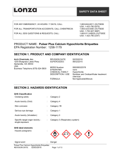 PRODUCT NAME: Pulsar Plus Calcium Hypochlorite Briquettes EPA