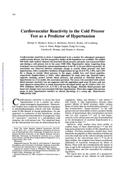 Cardiovascular Reactivity to the Cold Pressor Test as a Predictor of