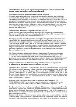 Declaration of conformity with regard to corporate - Hapag