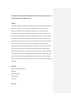 On Balkanism and Orientalism - Bournemouth University Research