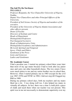 1 The Soil We Do Not Know PREAMBLE Professor Benjamin, the